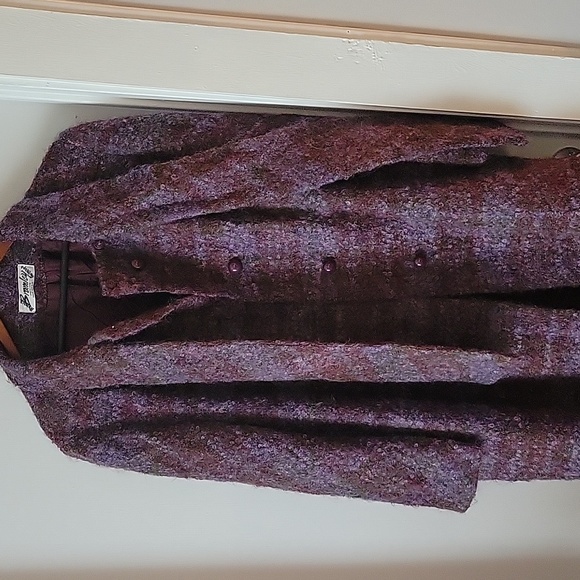 Bromley Boucle Scarf Trench Coat Union Made Wool Shades of Purple Womans XL - Picture 11 of 13